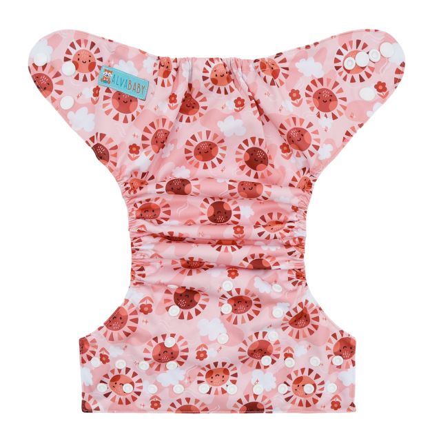 ALVABABY Positioning Cloth Diaper - One Size Adjustable Washable & Reusable Diaper for Babies and Toddlers (Lion, YDP256A)