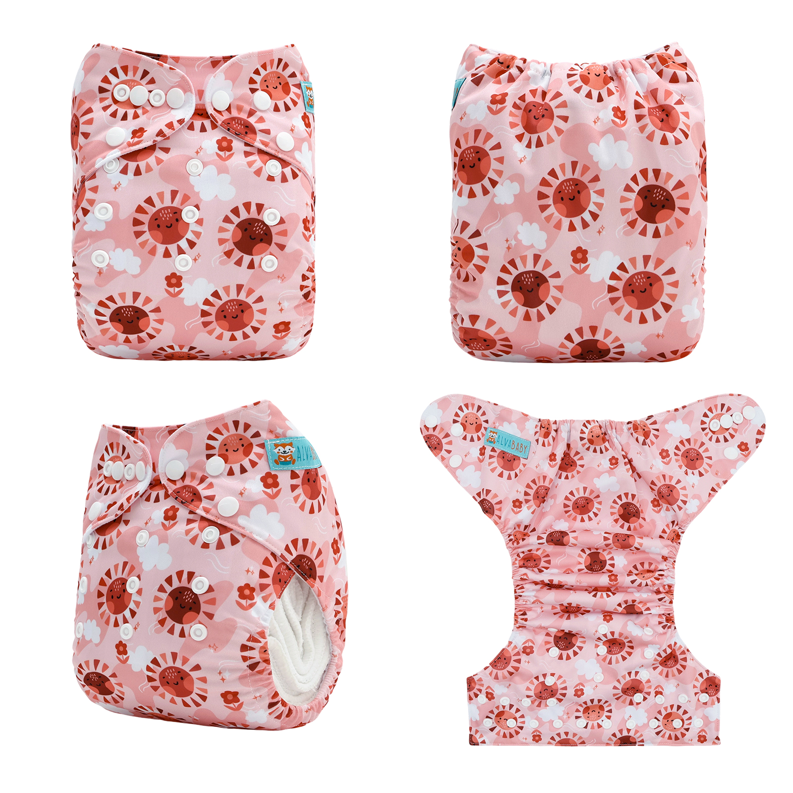 ALVABABY Positioning Cloth Diaper - One Size Adjustable Washable & Reusable Diaper for Babies and Toddlers (Sun, YDP256A)