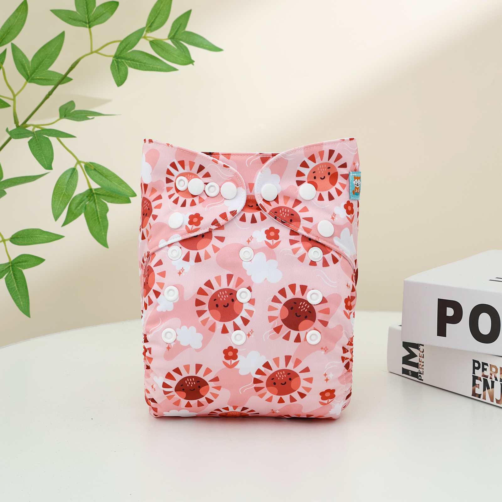 ALVABABY Positioning Cloth Diaper - One Size Adjustable Washable & Reusable Diaper for Babies and Toddlers (Sun, YDP256A)