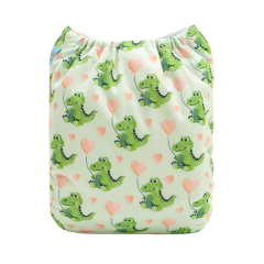 ALVABABY Positioning Cloth Diaper - One Size Adjustable Washable & Reusable Diaper for Babies and Toddlers (Dinosaur, YDP254A)