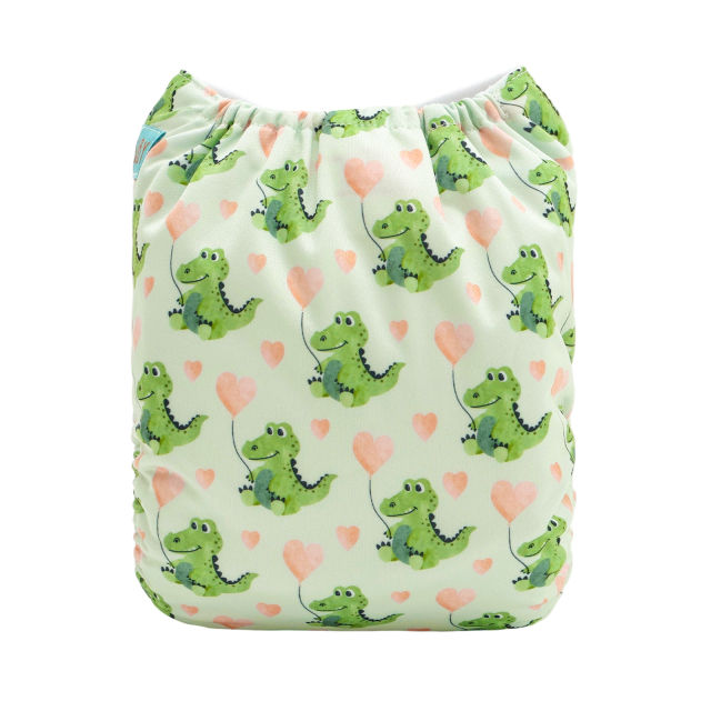 ALVABABY Positioning Cloth Diaper - One Size Adjustable Washable & Reusable Diaper for Babies and Toddlers (Dinosaur, YDP254A)