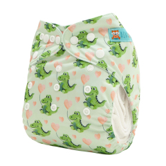ALVABABY Positioning Cloth Diaper - One Size Adjustable Washable & Reusable Diaper for Babies and Toddlers (Dinosaur, YDP254A)
