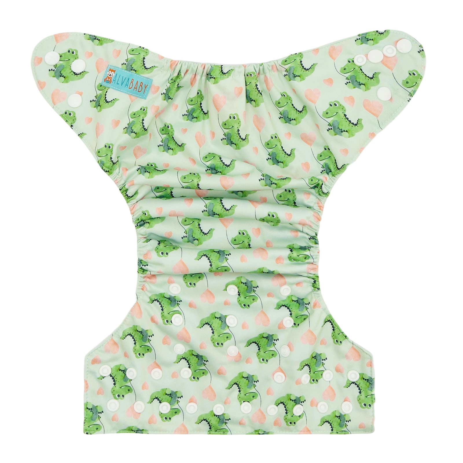 ALVABABY Positioning Cloth Diaper - One Size Adjustable Washable & Reusable Diaper for Babies and Toddlers (Dinosaur, YDP254A)