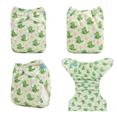 ALVABABY Positioning Cloth Diaper - One Size Adjustable Washable & Reusable Diaper for Babies and Toddlers (Dinosaur, YDP254A)