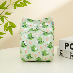 ALVABABY Positioning Cloth Diaper - One Size Adjustable Washable & Reusable Diaper for Babies and Toddlers (Dinosaur, YDP254A)