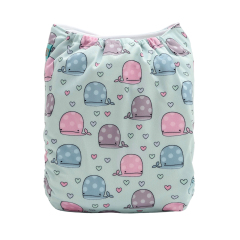 ALVABABY Positioning Cloth Diaper - One Size Adjustable Washable & Reusable Diaper for Babies and Toddlers (Whale, YDP255A)