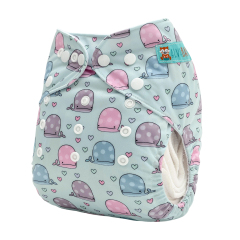 ALVABABY Positioning Cloth Diaper - One Size Adjustable Washable & Reusable Diaper for Babies and Toddlers (Whale, YDP255A)
