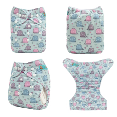 ALVABABY Positioning Cloth Diaper - One Size Adjustable Washable & Reusable Diaper for Babies and Toddlers (Whale, YDP255A)