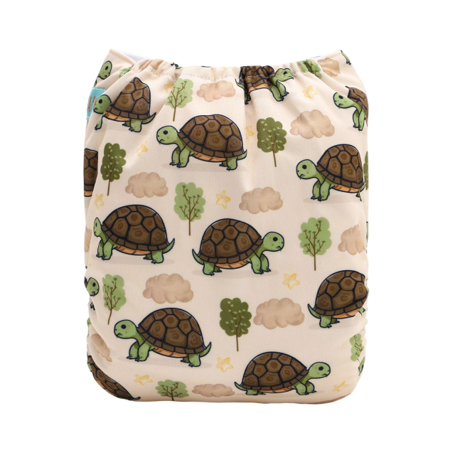 ALVABABY Positioning Cloth Diaper - One Size Adjustable Washable & Reusable Diaper for Babies and Toddlers (Turtle, YDP257A)