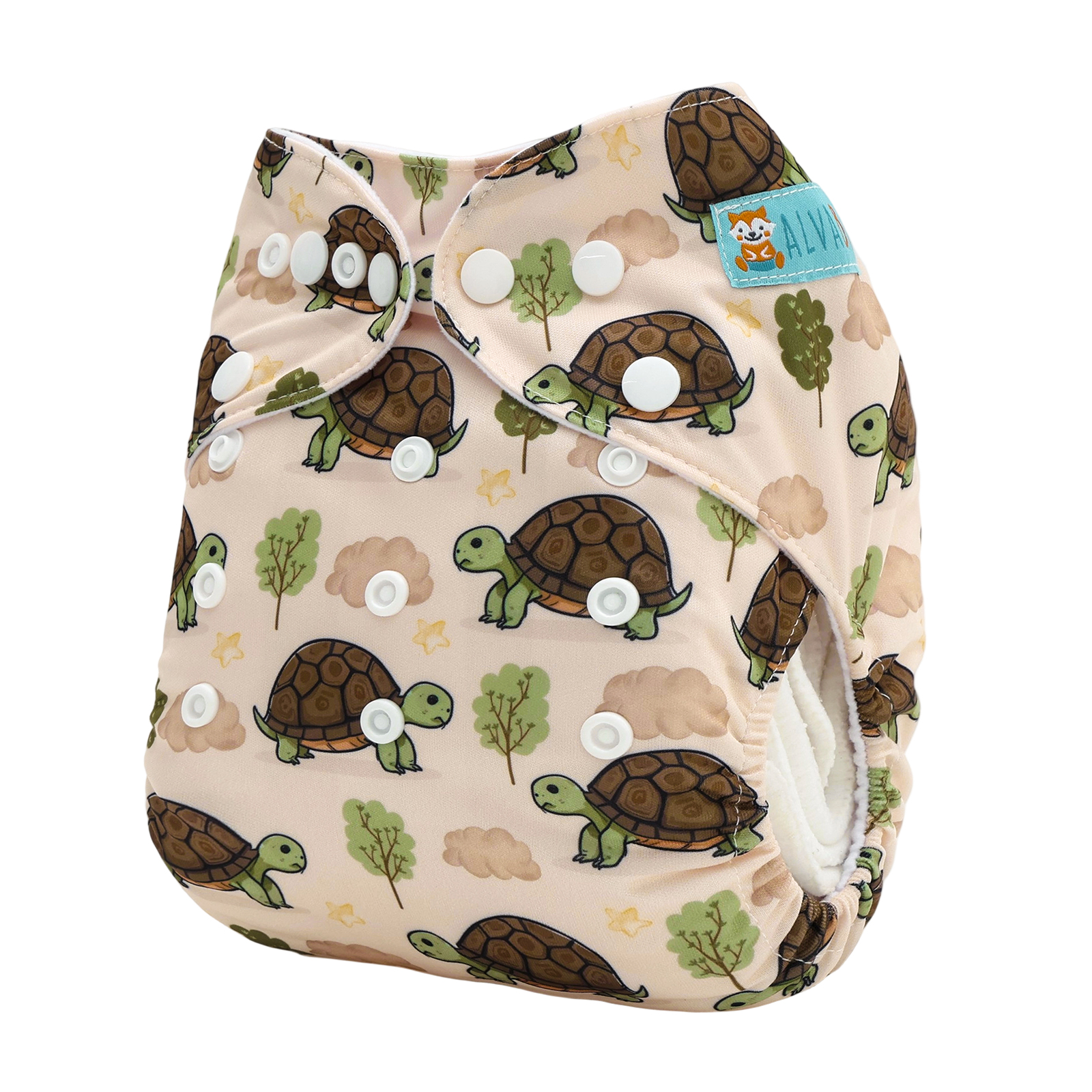 ALVABABY Positioning Cloth Diaper - One Size Adjustable Washable & Reusable Diaper for Babies and Toddlers (Turtle, YDP257A)