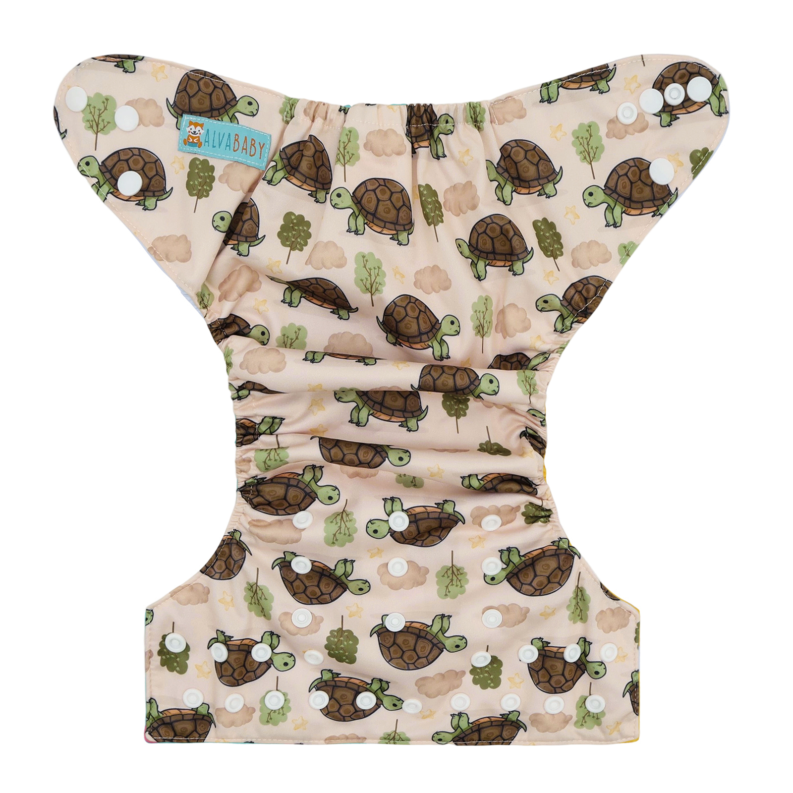 ALVABABY Positioning Cloth Diaper - One Size Adjustable Washable & Reusable Diaper for Babies and Toddlers (Turtle, YDP257A)