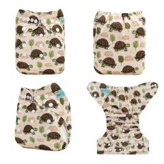ALVABABY Positioning Cloth Diaper - One Size Adjustable Washable & Reusable Diaper for Babies and Toddlers (Turtle, YDP257A)