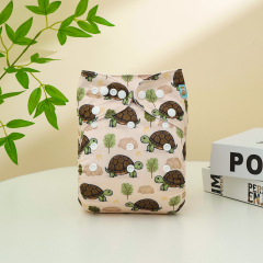 ALVABABY Positioning Cloth Diaper - One Size Adjustable Washable & Reusable Diaper for Babies and Toddlers (Turtle, YDP257A)