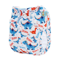 ALVABABY AWJ Lining Cloth Diaper with Tummy Panel for Babies Dinosaur (WJT-ED25A)