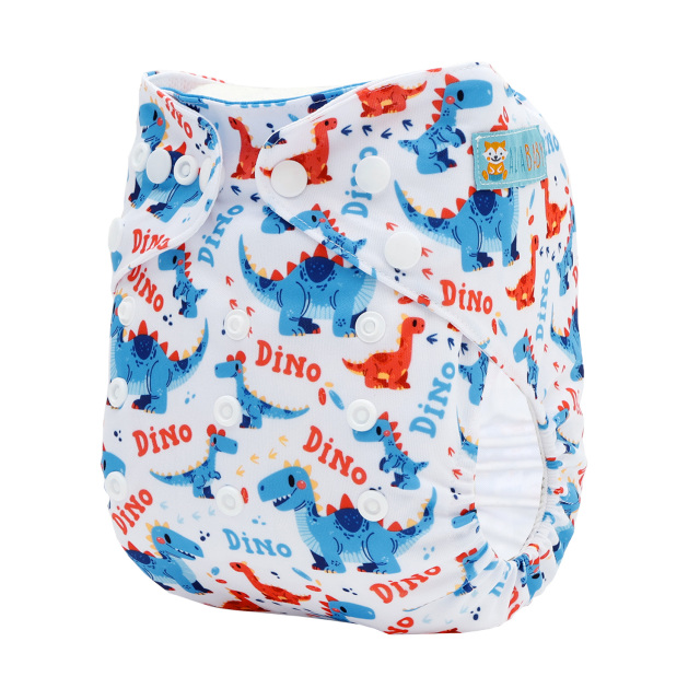 ALVABABY AWJ Lining Cloth Diaper with Tummy Panel for Babies Dinosaur (WJT-ED25A)