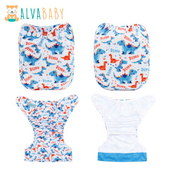 ALVABABY AWJ Lining Cloth Diaper with Tummy Panel for Babies Dinosaur (WJT-ED25A)