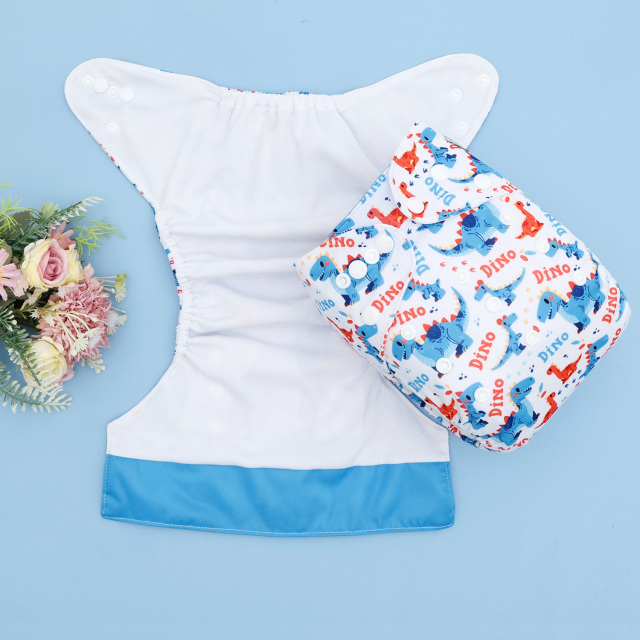 ALVABABY AWJ Lining Cloth Diaper with Tummy Panel for Babies Dinosaur (WJT-ED25A)