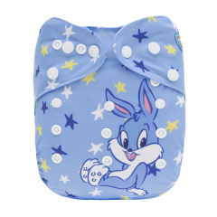 ALVABABY AWJ Lining Cloth Diaper with Tummy Panel for Babies -Rabbit(WJT-ED26A)