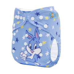 ALVABABY AWJ Lining Cloth Diaper with Tummy Panel for Babies -Rabbit(WJT-ED26A)