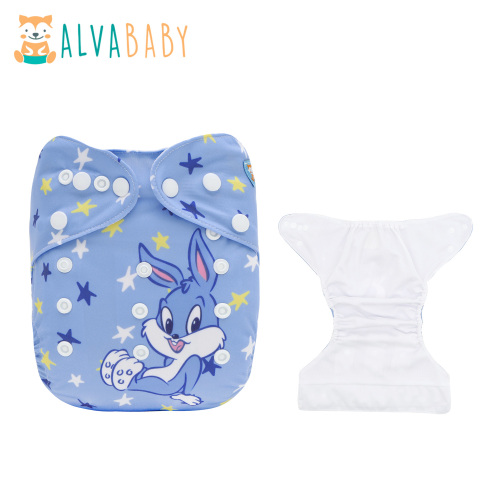 ALVABABY AWJ Lining Cloth Diaper with Tummy Panel for Babies -Rabbit(WJT-ED26A)