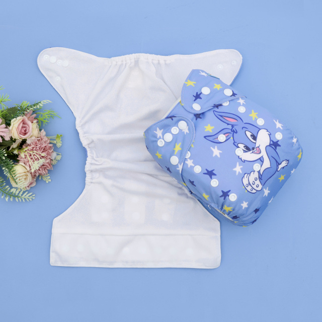 ALVABABY AWJ Lining Cloth Diaper with Tummy Panel for Babies -Rabbit(WJT-ED26A)