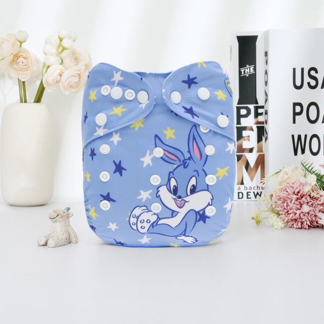 ALVABABY AWJ Lining Cloth Diaper with Tummy Panel for Babies -Rabbit(WJT-ED26A)