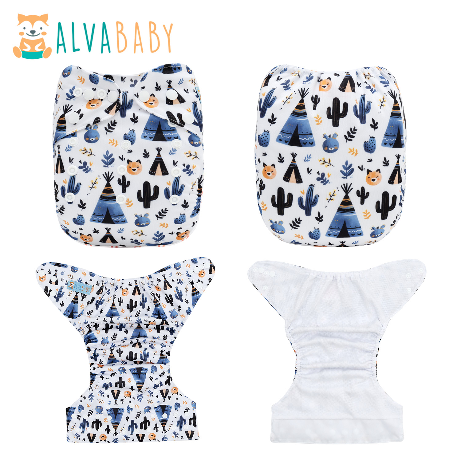ALVABABY AWJ Lining Cloth Diaper with Tummy Panel for Babies -(WJT-ED27A)