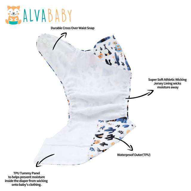 ALVABABY AWJ Lining Cloth Diaper with Tummy Panel for Babies -(WJT-ED27A)