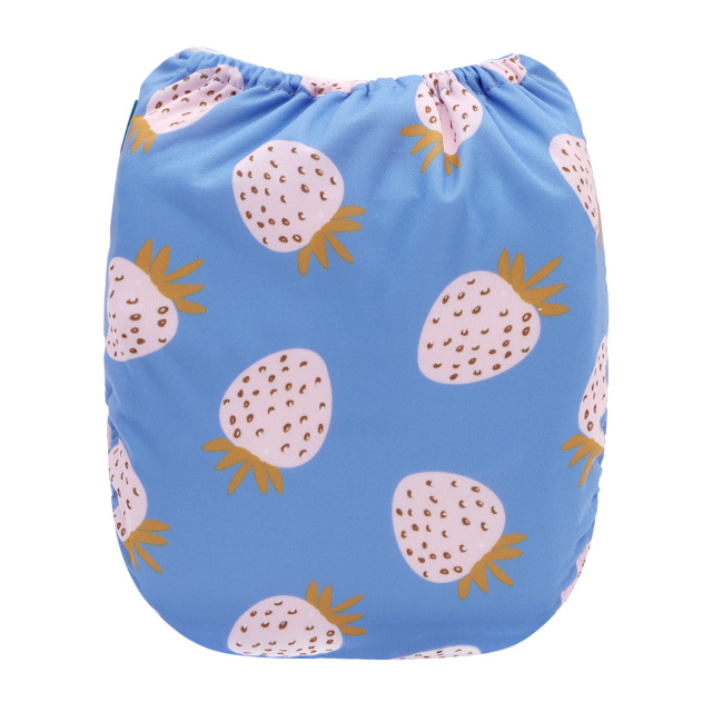ALVABABY AWJ Lining Cloth Diaper with Tummy Panel for Babies -Strawberry (WJT-EW57A)