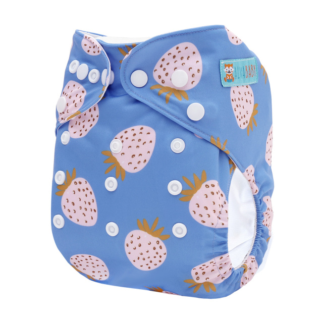 ALVABABY AWJ Lining Cloth Diaper with Tummy Panel for Babies -Strawberry (WJT-EW57A)