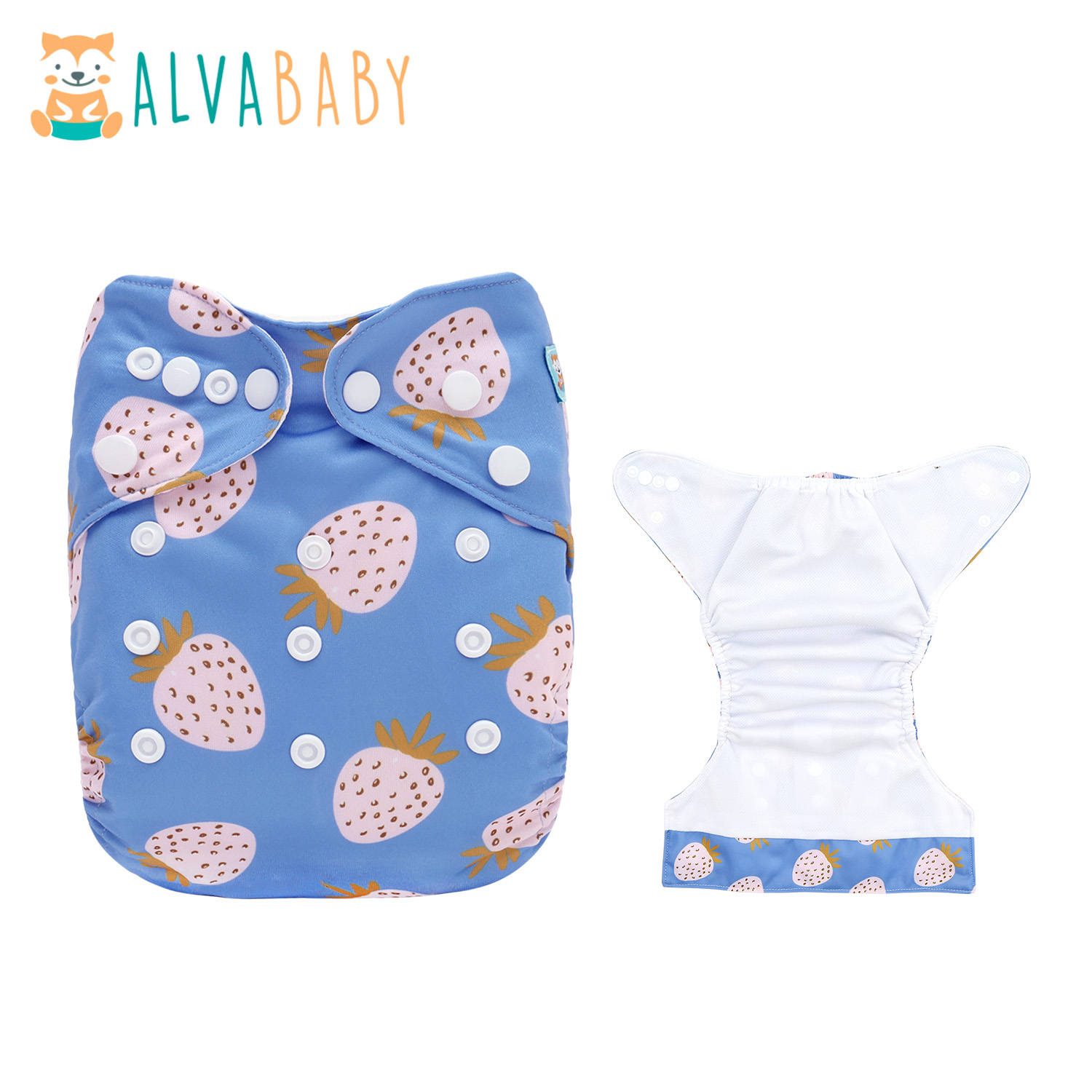 ALVABABY AWJ Lining Cloth Diaper with Tummy Panel for Babies -Strawberry (WJT-EW57A)