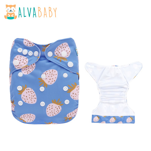 ALVABABY AWJ Lining Cloth Diaper with Tummy Panel for Babies -Strawberry (WJT-EW57A)