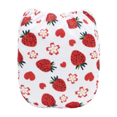 ALVABABY AWJ Lining Cloth Diaper with Tummy Panel for Babies -Strawberry (WJT-EW58A)