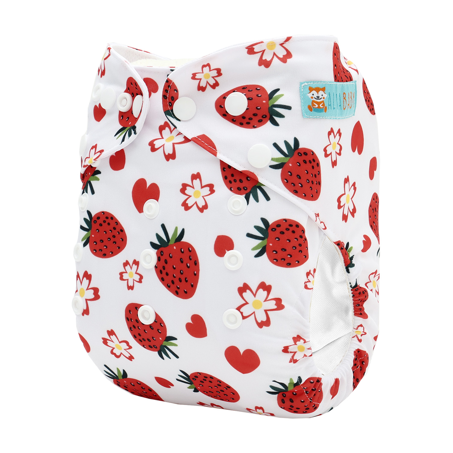 ALVABABY AWJ Lining Cloth Diaper with Tummy Panel for Babies -Strawberry (WJT-EW58A)