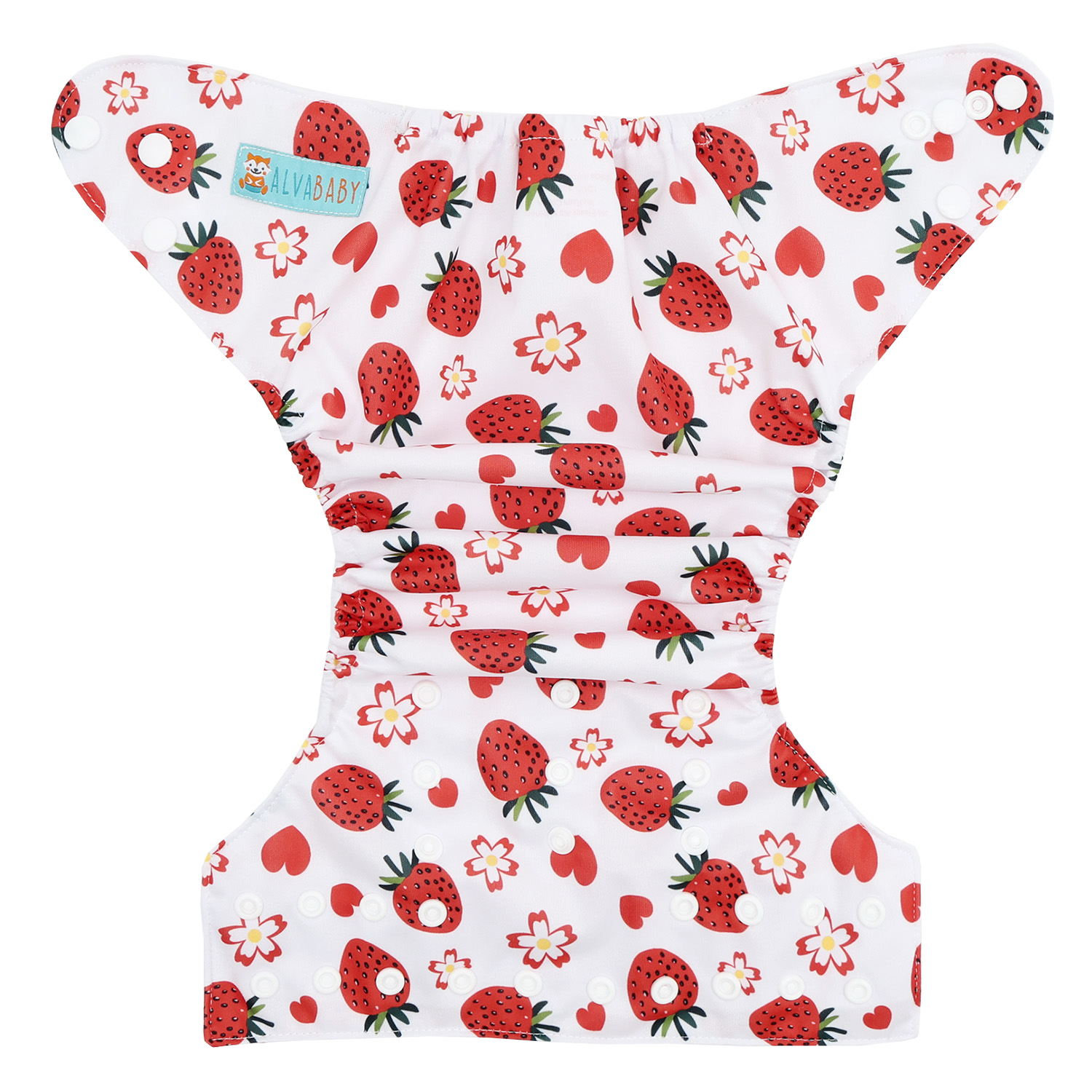ALVABABY AWJ Lining Cloth Diaper with Tummy Panel for Babies -Strawberry (WJT-EW58A)