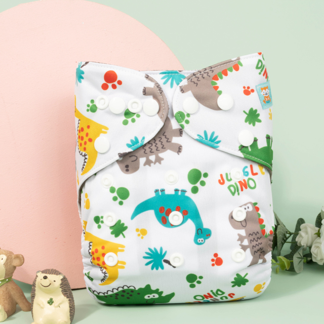 ALVABABY Big Size Cloth Diaper | Adjustable & Leakproof (Dinosaur, ZH147A)