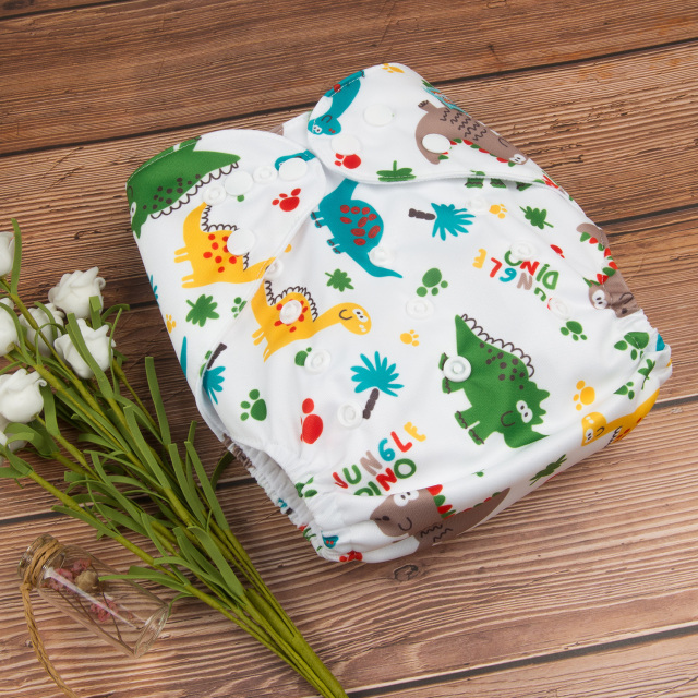 ALVABABY Big Size Cloth Diaper | Adjustable & Leakproof (Dinosaur, ZH147A)