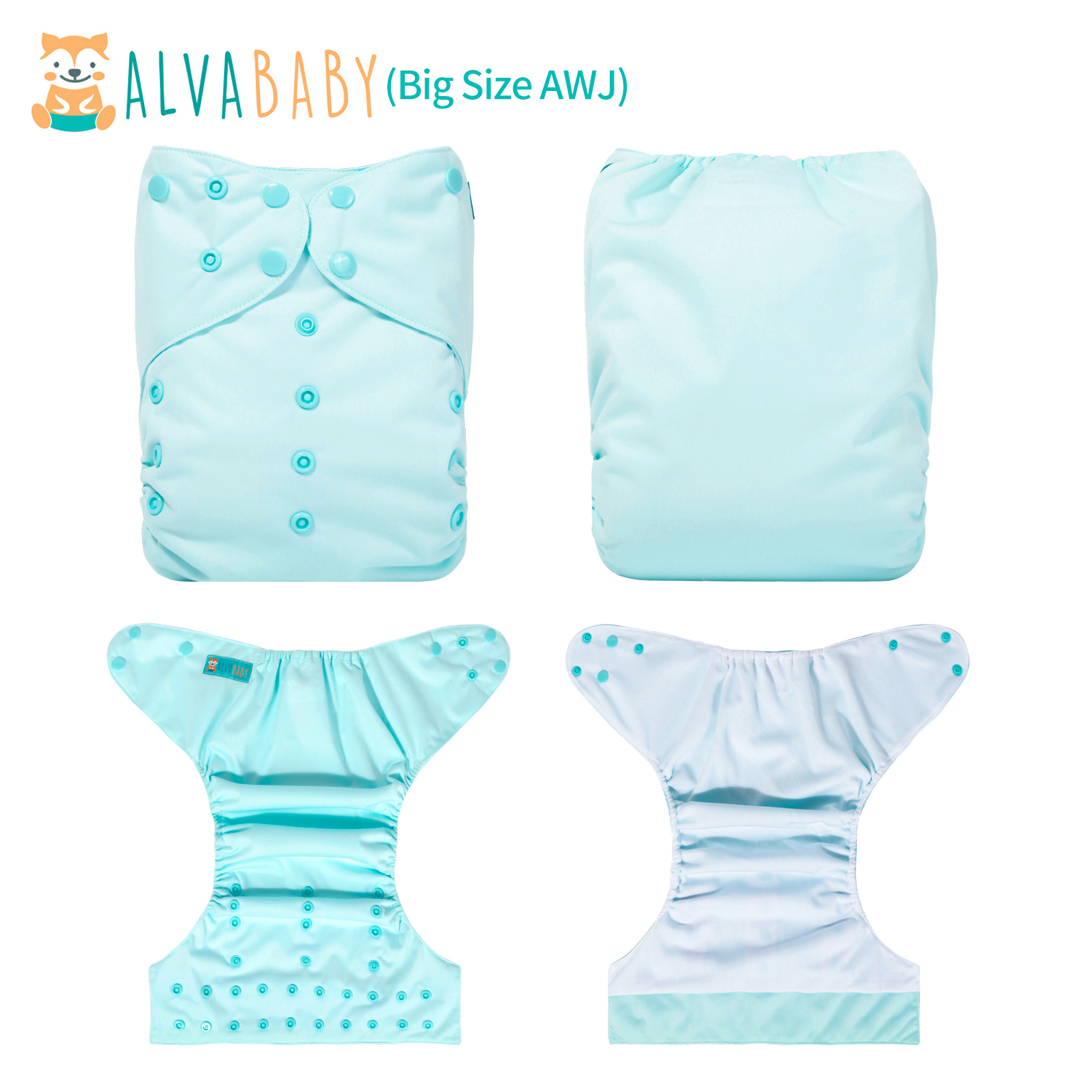 Big Size Cloth Diaper with AWJ Lining & Tummy Panel | Breathable & Ideal for Sensitive Skin (Blue, ZWJT-B02A)