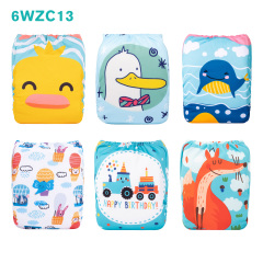 6-Pack Baby Cloth Diapers with 6 Microfiber Inserts - One Size Adjustable & Reusable Pocket Diapers for Infants & Toddlers