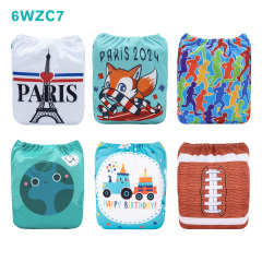 6-Pack Baby Cloth Diapers with 6 Microfiber Inserts - One Size Adjustable & Reusable Pocket Diapers for Infants & Toddlers