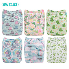 6-Pack Baby Cloth Diapers with 6 Microfiber Inserts - One Size Adjustable & Reusable Pocket Diapers for Infants & Toddlers