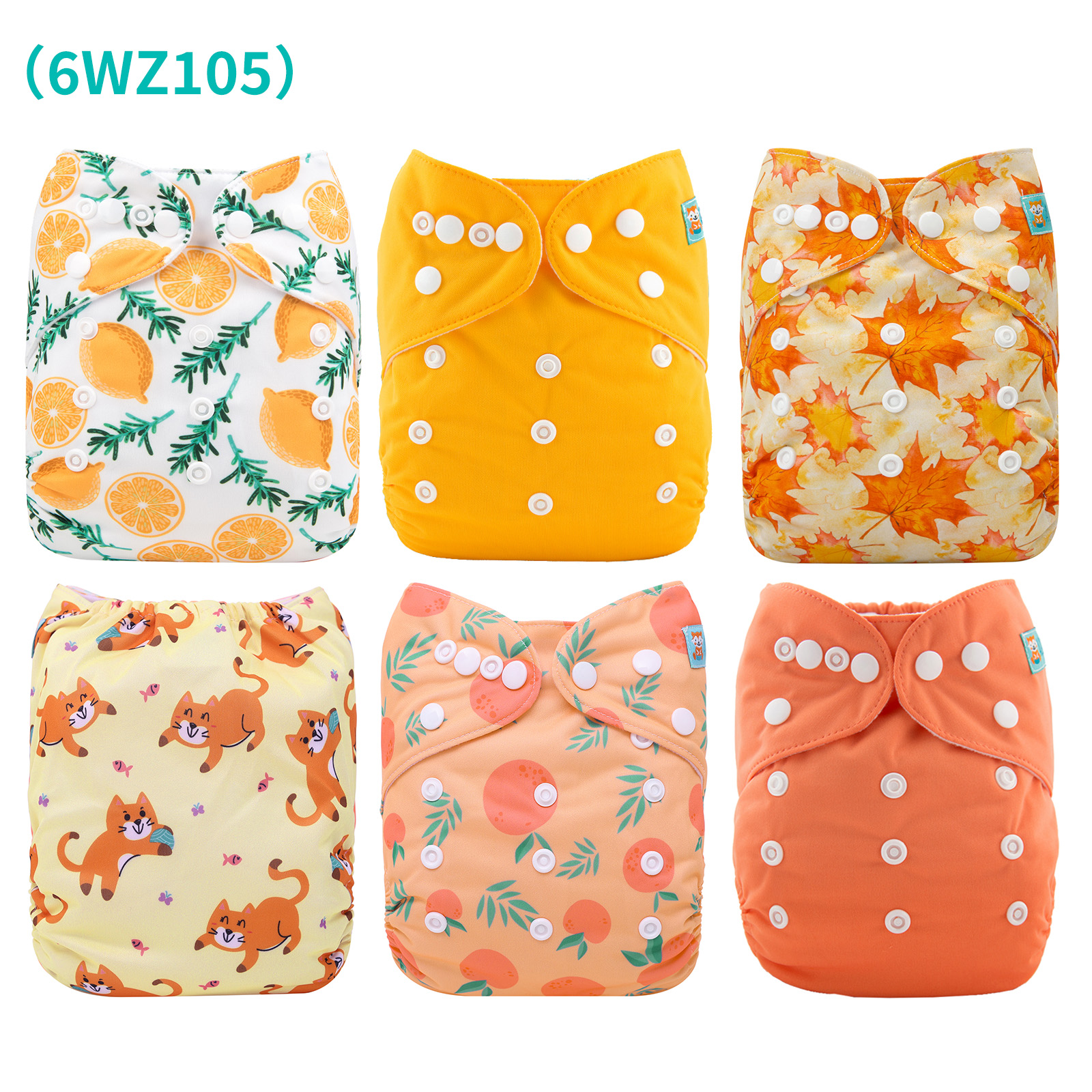 6-Pack Baby Cloth Diapers with 6 Microfiber Inserts - One Size Adjustable & Reusable Pocket Diapers for Infants & Toddlers