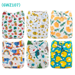 6-Pack Baby Cloth Diapers with 6 Microfiber Inserts - One Size Adjustable & Reusable Pocket Diapers for Infants & Toddlers