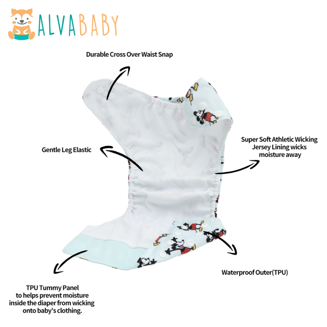 ALVABABY AWJ Lining Cloth Diaper with Tummy Panel for Babies -(WJT-ED28A)