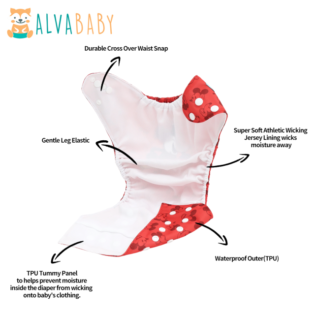 ALVABABY AWJ Lining Cloth Diaper with Tummy Panel for Babies -(WJT-ED29A)