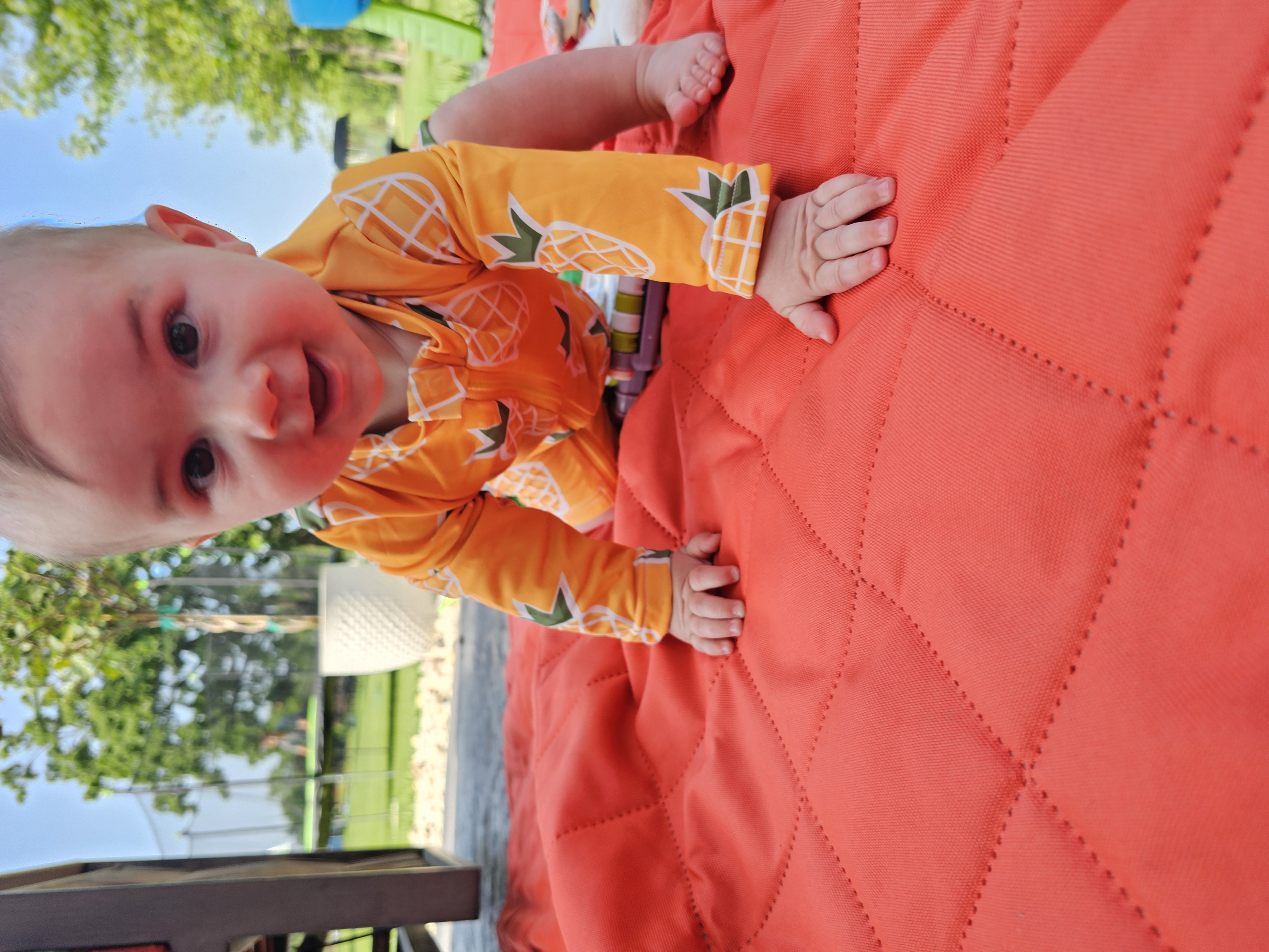 ALVABABY Baby Long Sleeve Swimsuit, One-Piece Rash Guard Set with UPF 50+ Sun Protection(Pineapple, ST-Q04)