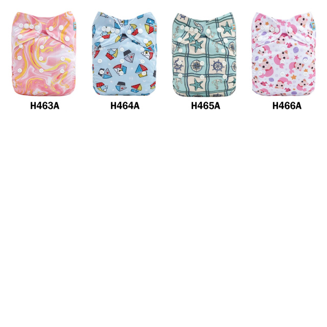 (Multi-packs) 50PCS One Size Regular Print Diapers With 50 Inserts