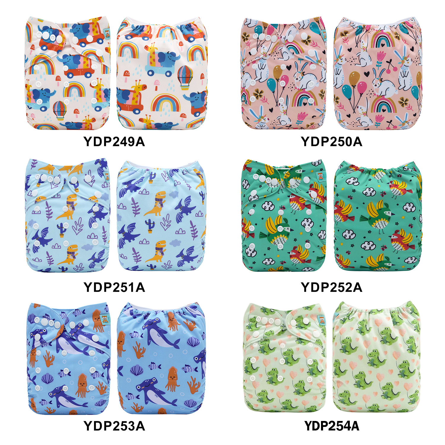 (Multi-packs) 30PCS One Size Positioning Printed Diapers With 30 Inserts