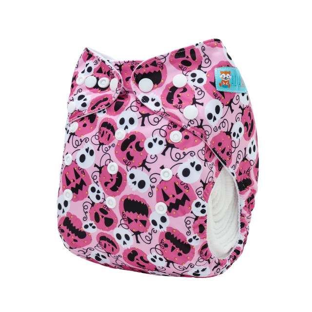 Halloween Cloth Diaper One Size Adjustable Reusable Diapers for Babies-Pumpkin(Q90A)