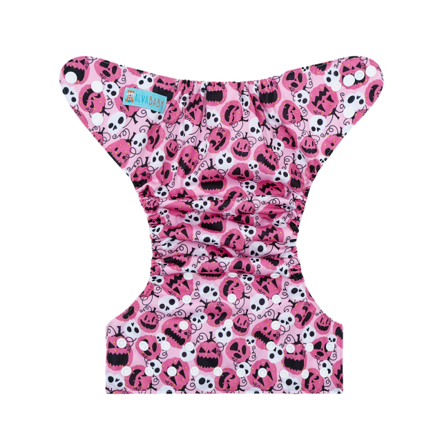 Halloween Cloth Diaper One Size Adjustable Reusable Diapers for Babies-Pumpkin(Q90A)